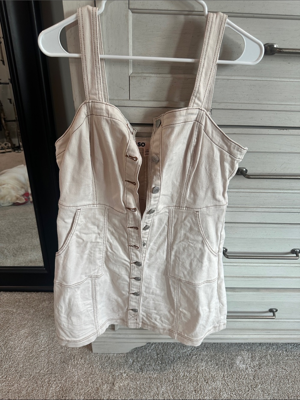 SO Button-Front Cream Denim Dress